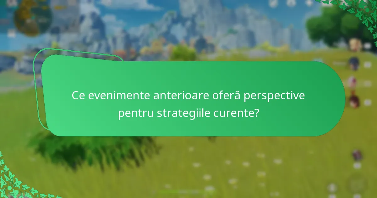Ce evenimente anterioare oferă perspective pentru strategiile curente?
